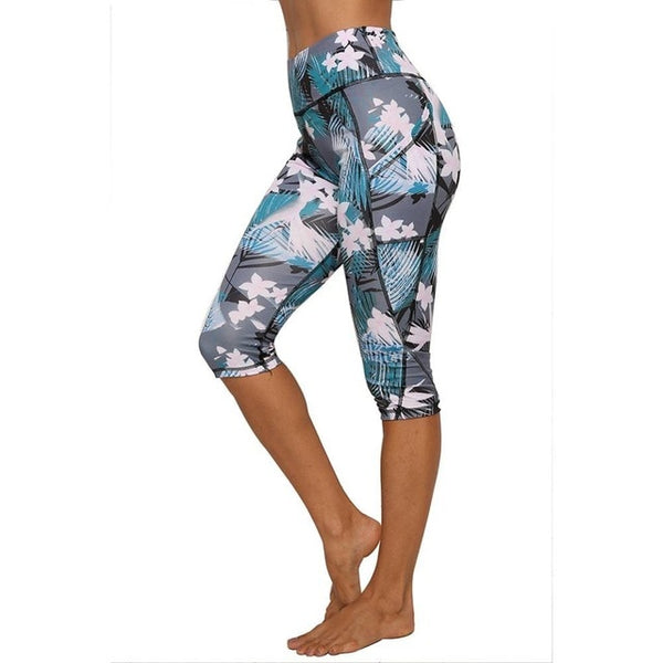 High Waist Women Yoga Pants with Pockets 4 Way Stretch Capri Leggings -  Spocamp