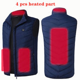 Heated Vest Men Women Usb Heated Jacket Heating Vest Thermal Clothing Hunting Vest Winter Heating Jacket 4 areas heating blue appearance color