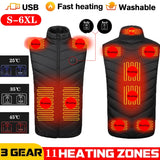 Heated Vest Men Women Usb Heated Jacket Heating Vest Thermal Clothing Hunting Vest Winter Heating Jacket 11 areas heating details