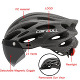 Ultralight Cycling Safety Helmet Outdoor Motorcycle Bicycle Taillight Helmet Removable Lens Visor Mountain Road Bike Helmet