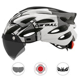 Ultralight Cycling Safety Helmet Outdoor Motorcycle Bicycle Taillight Helmet Removable Lens Visor Mountain Road Bike Helmet