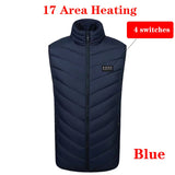 Heated Vest Men Women Usb Heated Jacket Heating Vest Thermal Clothing Hunting Vest Winter Heating Jacket 17 areas heating blue color