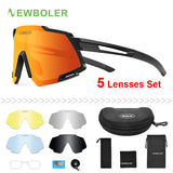 NEWBOLER Polarized Sports Men Sunglasses Road Cycling Glasses Mountain Bike Bicycle Riding Protection Goggles Eyewear 5 Lens